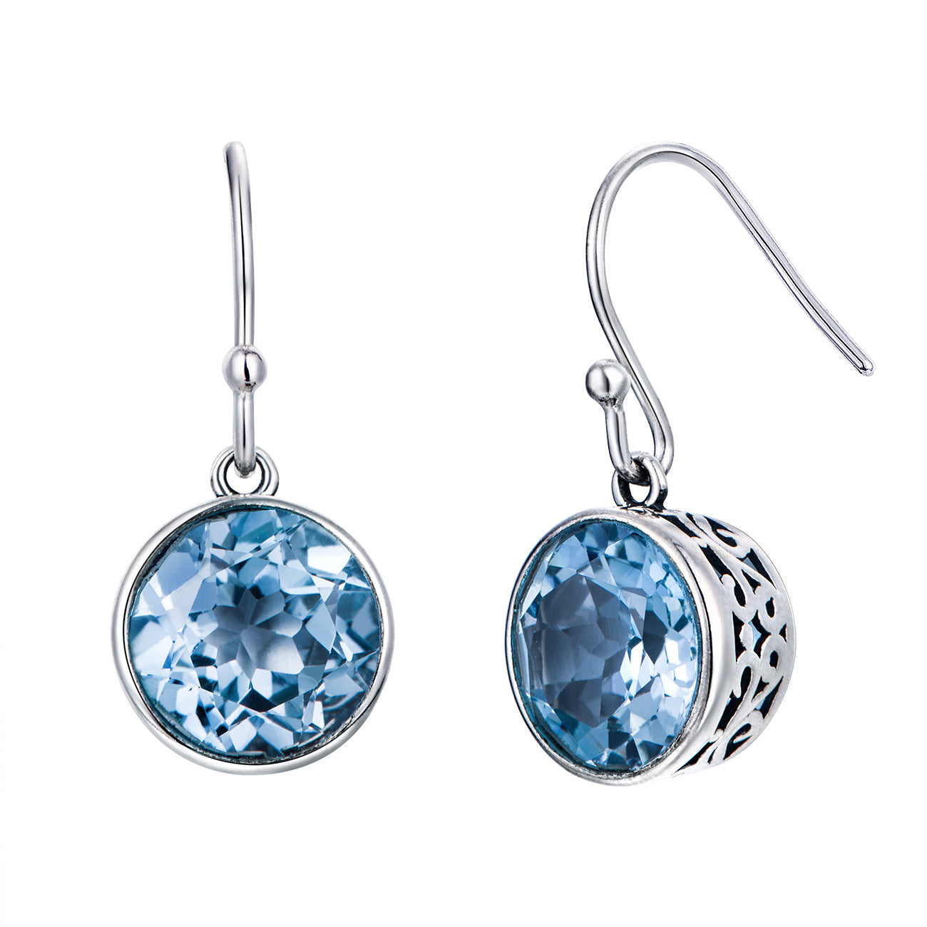 Crystal Square Sea Blue Simple Earrings