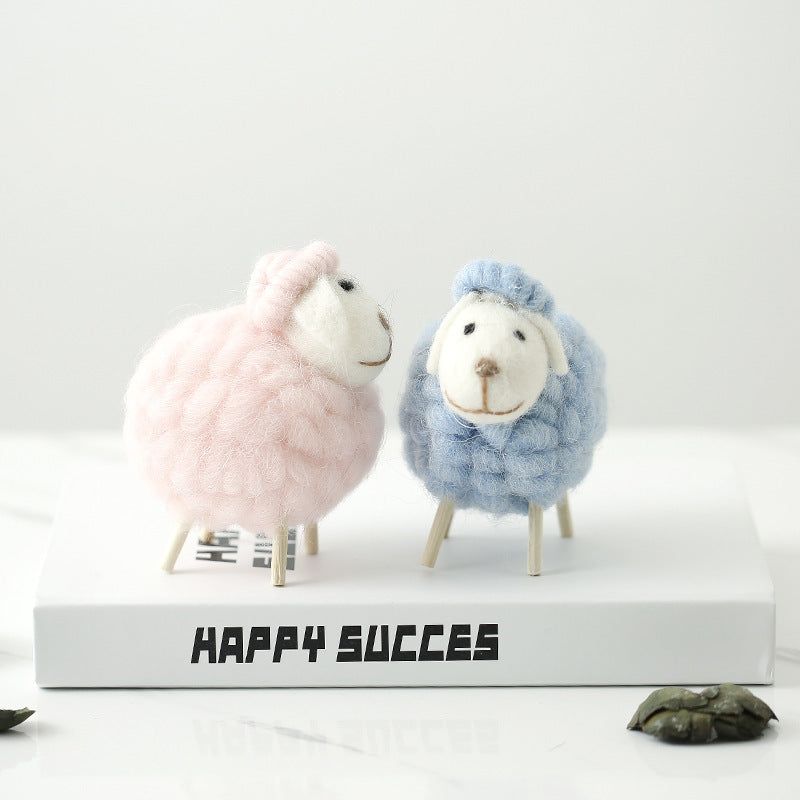 Home Decoration Felt Sheep Miniature Decoration Figurines - Holiday Party Supplies Accessories
