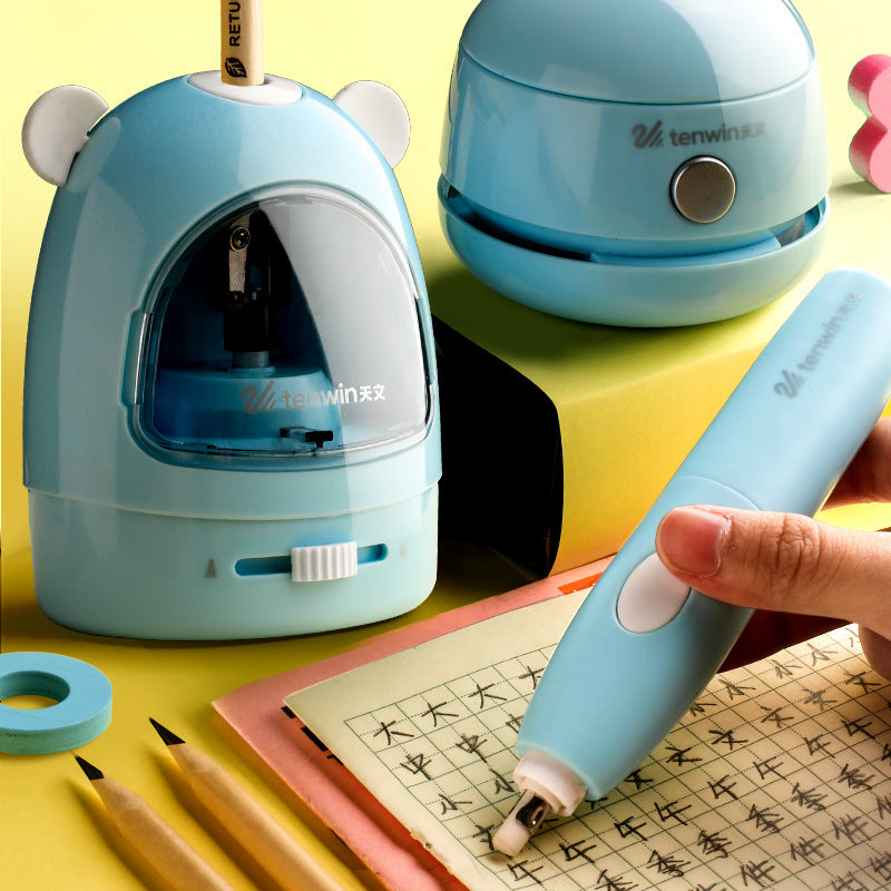 Electric Pencil Sharpener Eraser Table Vacuum Cleaner Students Stationery Office School Supplies