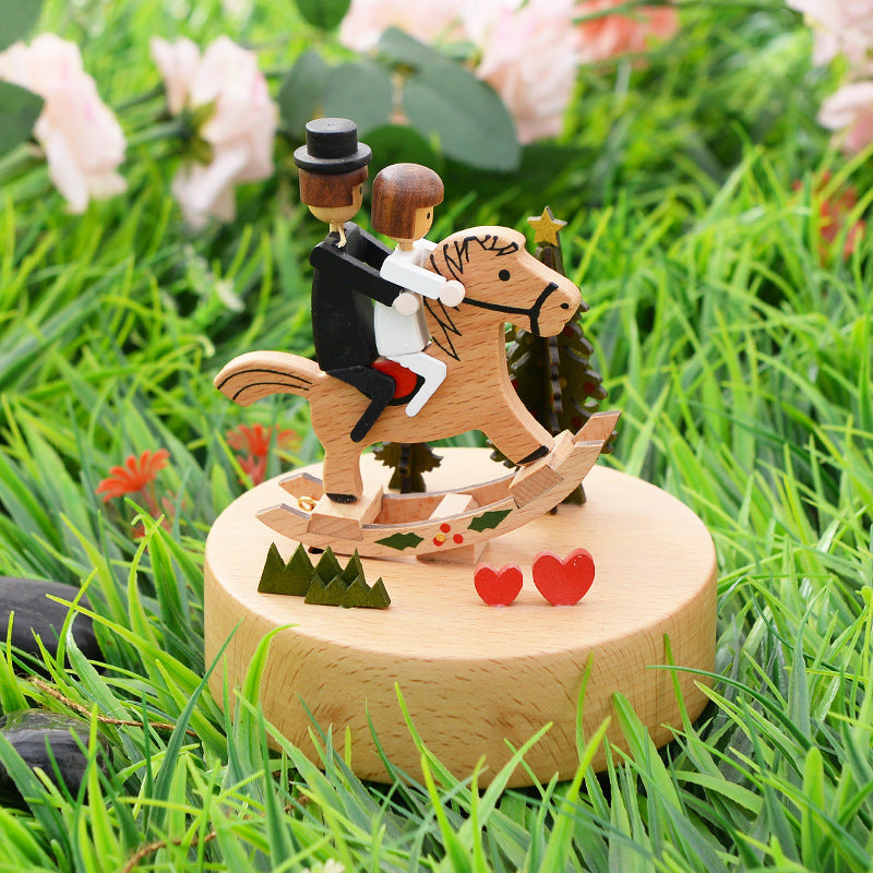 Music Boxes Innovative Rotating Musical Box Wooden Music Box Table Decoration