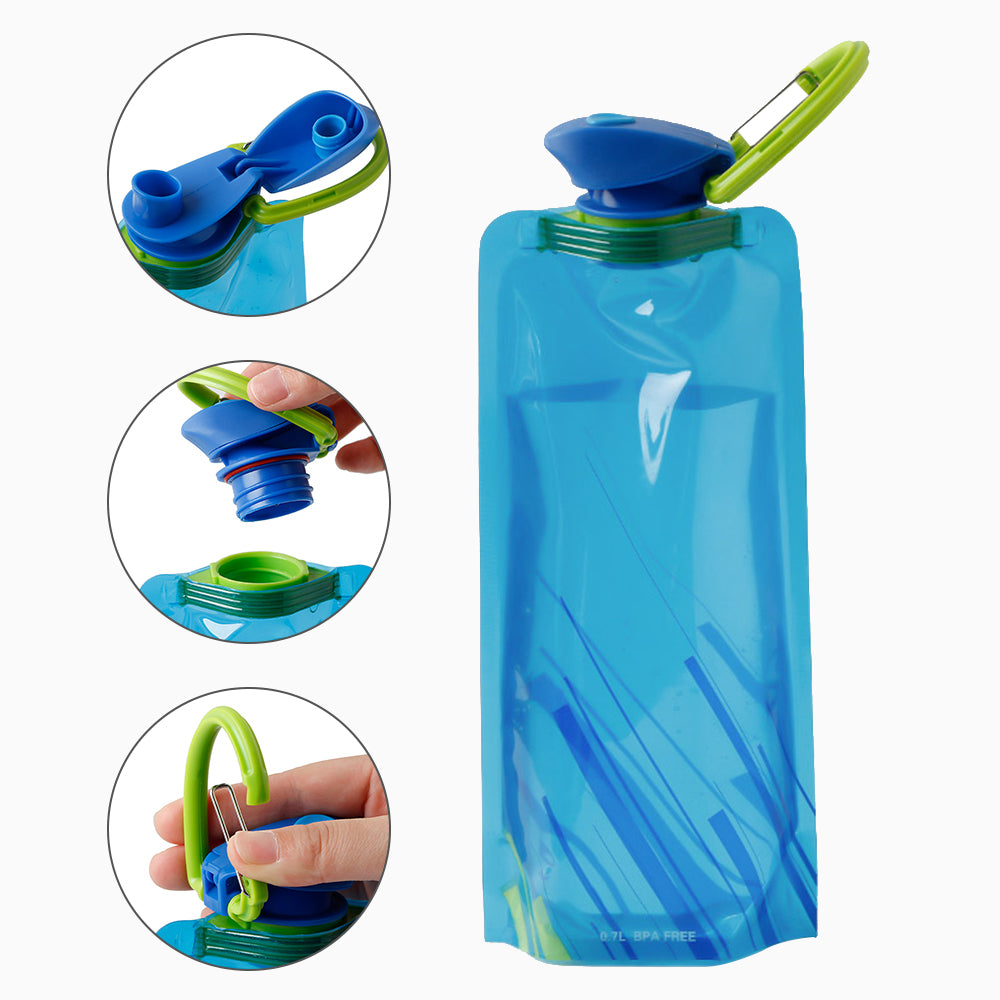 Travel Portable Collapsible Folding Water Bottle with Carabiner
