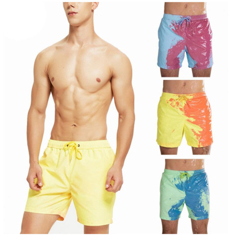 Magical Change Color Beach Shorts Summer Men Swimming Trunks Swimwear Swimsuit