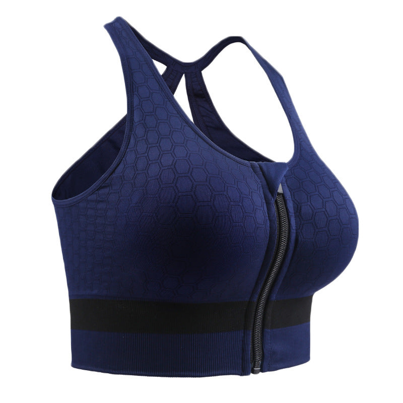 Women Zipper Sports Bras - High-Intensity Shockproof Underwear Running Fitness Vest