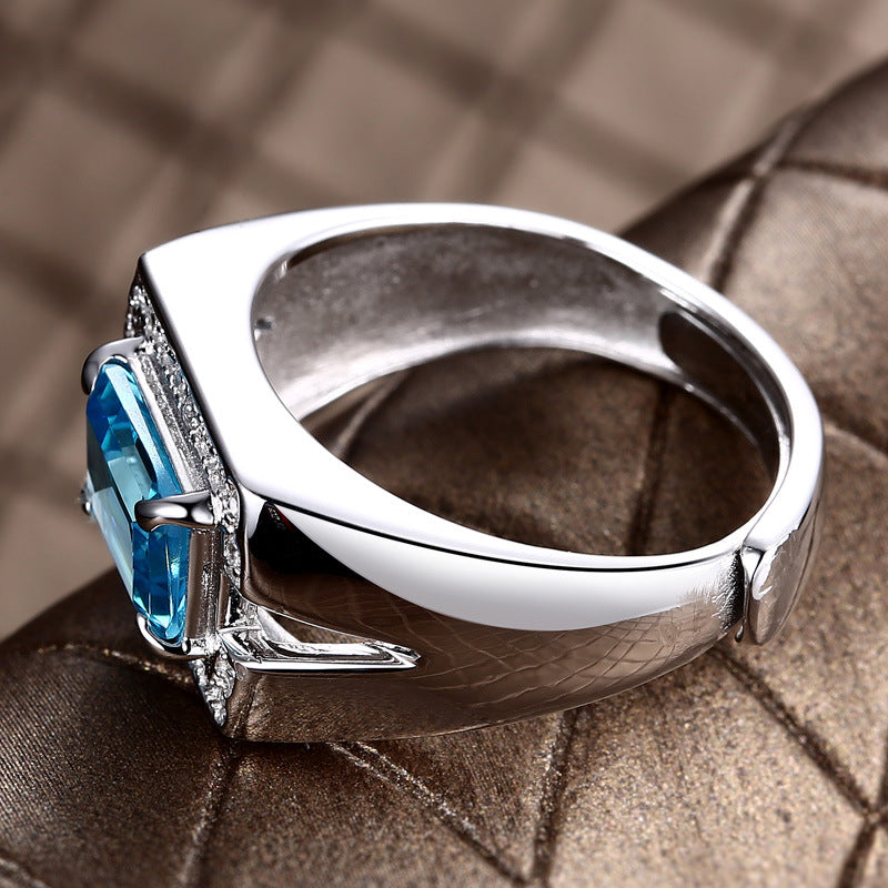 S925 Silver Inlaid Zircon Men's Ring: Elevate Your Style with Elegance