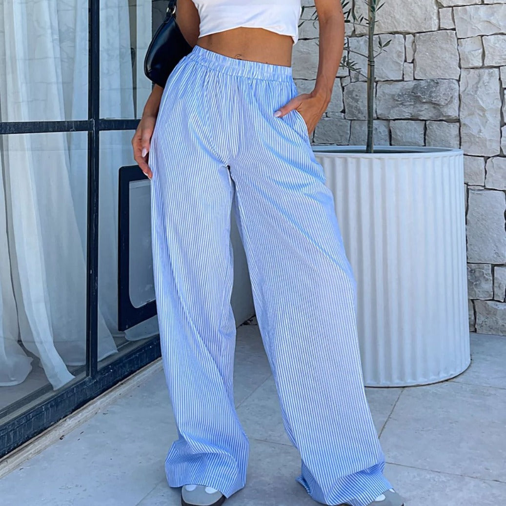 Fashion Casual Striped Summer Wide Leg Trousers