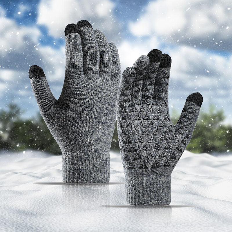 Winter Knitted Gloves Cycling Anti-Cold Anti-Slip Triangular Offset  For Men And Women Warm Gloves
