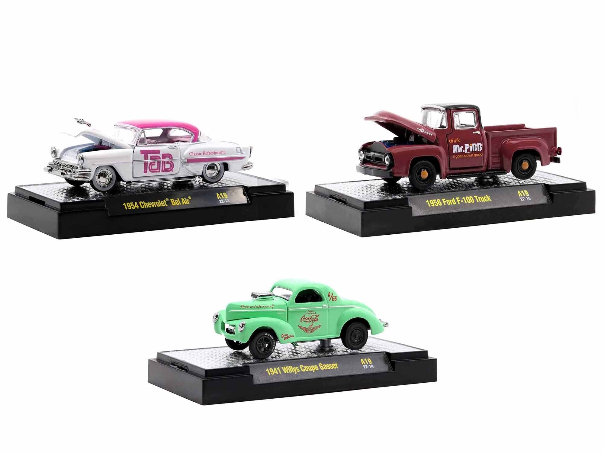 "Sodas" Set of 3 pieces Release 19 Limited Edition to 8750 pieces Worldwide 1/64 Diecast Model Cars by M2 Machines