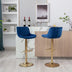 Navy Velvet Bar Stools Set of 2 | Swivel, Height Adjustable, Chrome Base - Minihomy