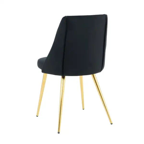 Black Velvet Dining Chairs Set of 4 - Modern, Gold Metal Legs, Home Bedroom Stool - Minihomy