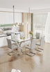 Modern Glass Dining Table with Silver Legs - 79" x 39" x 30" - Home & Office Use - Minihomy