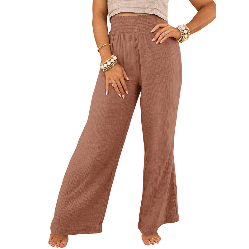 Slim-fit Slimming Solid Color Casual Trousers