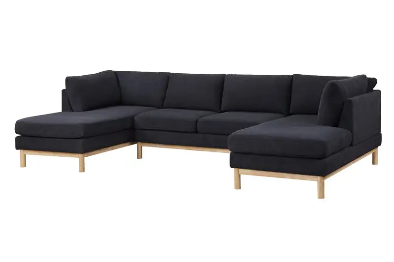 Black Sherpa U-Shaped Sectional Sofa (124") - Hallie