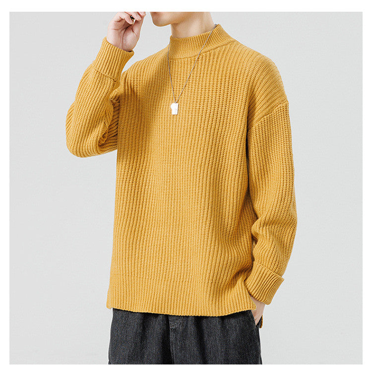 Half High-Necked Sweater for Men's Casual Knitwear Outerwear