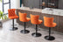 Orange Velvet Bar Stools Set of 2 - Adjustable Height, Tufted Back, Modern Kitchen Island Barstools - Minihomy