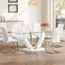 Modern Glass Dining Table & Chair Set for 6-8 People - Tempered Glass Top, MDF Legs - Minihomy