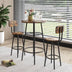 Bar Table Set with 2 Backrest Bar Stools & Partition - Minihomy