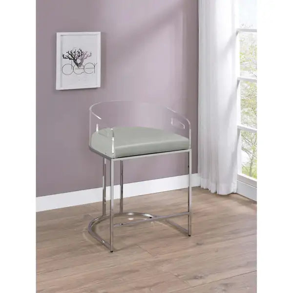 Grey & Chrome Acrylic Bar Stools (Set of 2)