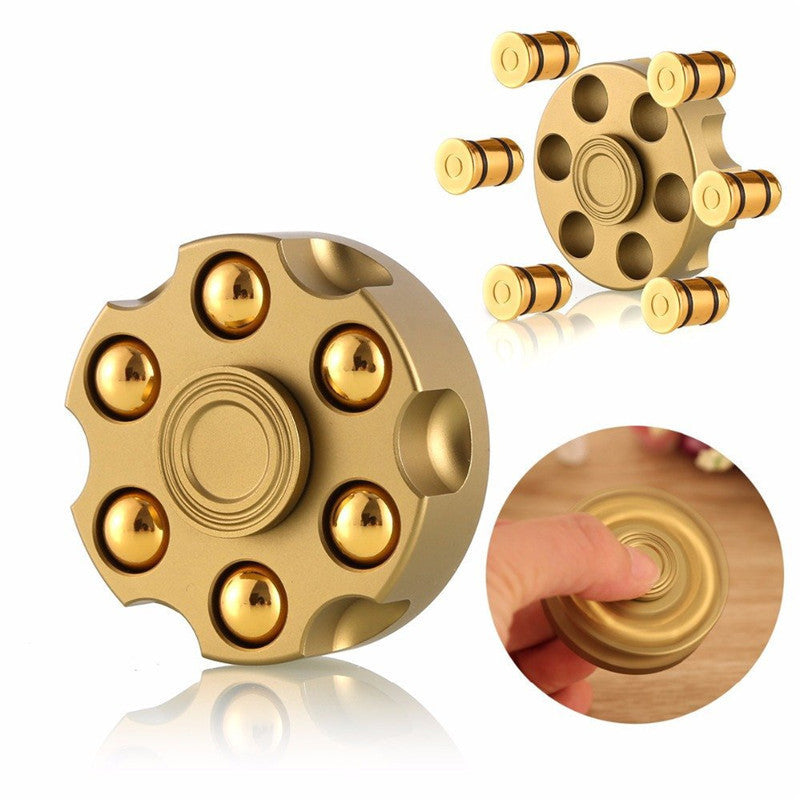 Brass Gun Revolver Fidget Spinner - Copper Hand Spinner, Detachable Rotating Sensory Toy for Kids & Adults