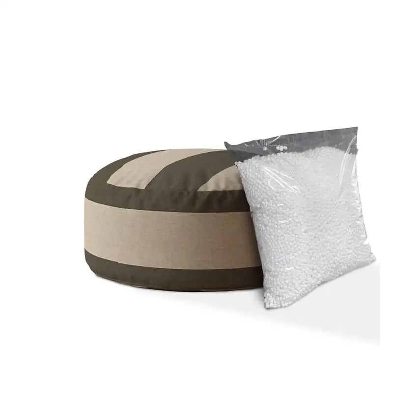 Round Indoor Pouf Ottoman - Dark Taupe Zippered Storage, 24" Dia