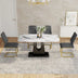 Modern Dining Table & Chair Set | Imitation Marble Top, U-Shaped Legs - Minihomy