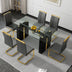 Modern Glass Dining Table Set for 6-8 | Minimalist Rectangle Table & Chairs - Minihomy