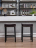 Farmhouse Counter Height Bar Stools (Set of 2), Brown Faux Leather, 29" - Minihomy