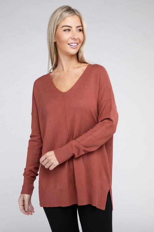 Garment Dyed Front Seam Sweater: Effortless Elegance for Everyday Chic