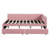 Full Size Upholstered Daybed with Storage Drawers - Linen Fabric (Pink) - Minihomy