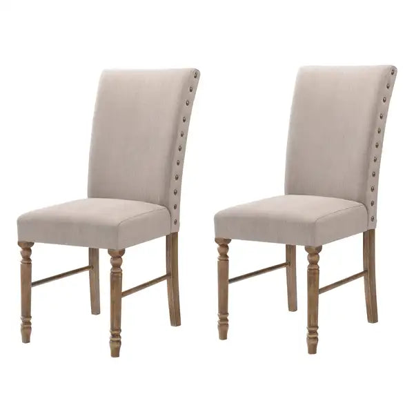 Cream & Weathered Oak Tight Back Parson Chairs (Set of 2) - Dining Room Chairs