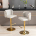 Beige Swivel Barstools, Adjustable Height, Tufted Back, Modern PU Upholstery, Set of 2 for Kitchen Island & Pub - Minihomy