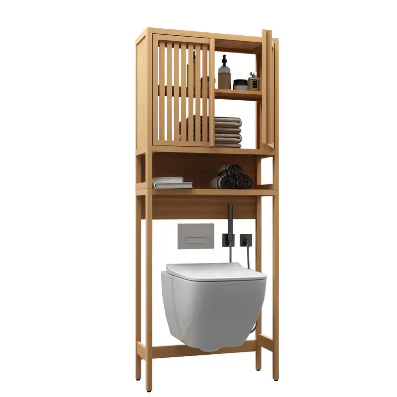 Space-Saving Bathroom Toilet Storage Rack - Natural Color