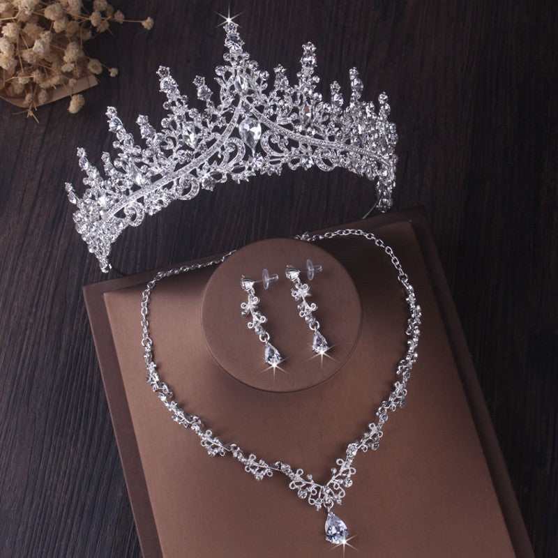 Silver Crystal Drop Bridal Jewelry Set