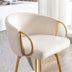 26 Inch Velvet Bar Stools Set of 2, Chrome Base & Footrest, Golden Legs, Cream - Minihomy