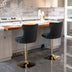 Black Velvet Bar Stools with Backs - Adjustable Height, Set of 2 - Modern Kitchen & Pub Barstools - Minihomy