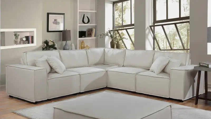 Jenson Beige Linen 99" Modular Sectional Sofa