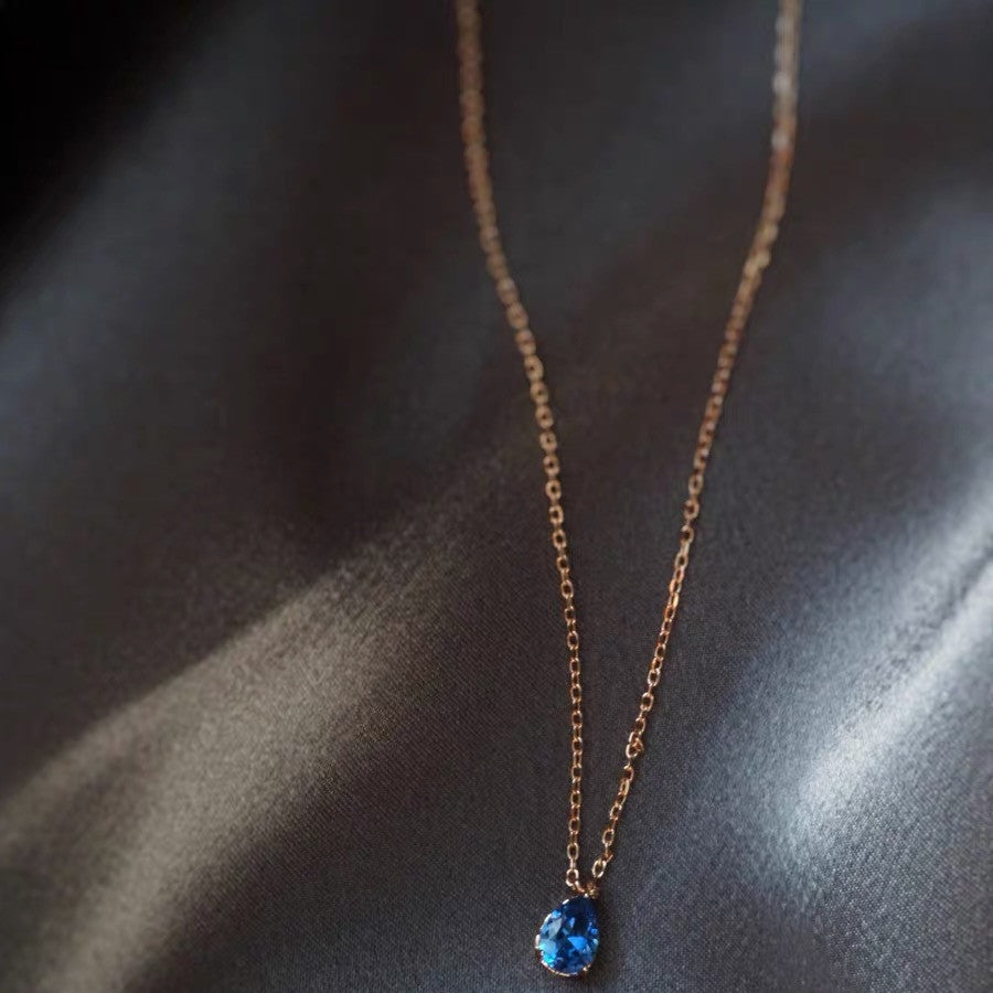 Women's Versatile French Water Drop Sapphire Necklace