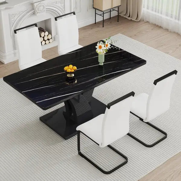 Black Modern Dining Table with MDF Legs - F-790 for Home & Office - Minihomy