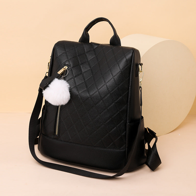 Women's Soft PU Leather Preppy Style Backpack