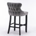 Gray Velvet Wingback Barstools Set of 4 with Button Tufted & Chrome Nailhead Trim - SW1824GY - Minihomy