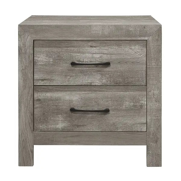 Gray Nightstand with 2 Drawers | Rustic Style Bedroom Furniture - Minihomy