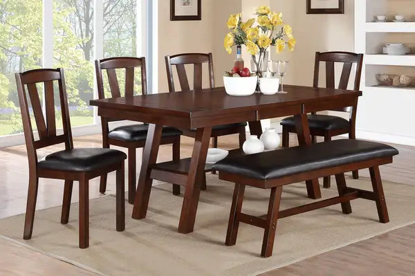 Walnut Wood Dining Chairs (Set of 2) - Cushioned Kitchen Chairs with Backrest