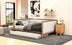 Full Size Upholstered Daybed with Trundle & Nailhead Trim - Wood Finish - Minihomy