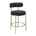 Modern Sherpa Counter Height Stools Set of 2 - Black - Brushed Brass Legs - Footrest - Minihomy