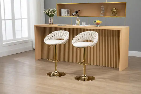 COOLMORE Swivel Bar Stools - 2-Piece Set, Adjustable Height with Footrest