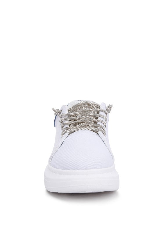 Jaxen Rhinestones Lace-Up Sneakers - Minihomy