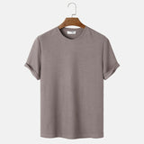 Men Summer Solid Color Round Neck Basic T-Shirts