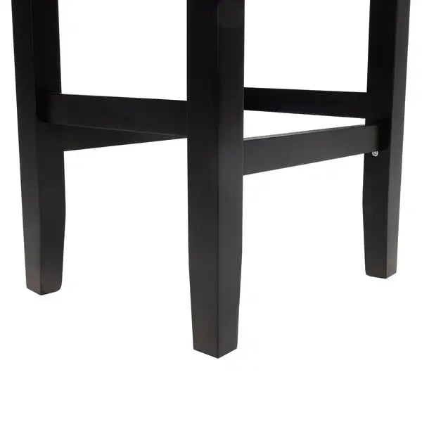 Black Leather Counter Stools (Set of 2), 26" Backless, Modern Design - Minihomy