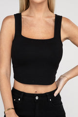 Square Neck Cropped Cami Top - Cotton, Casual & Stylish