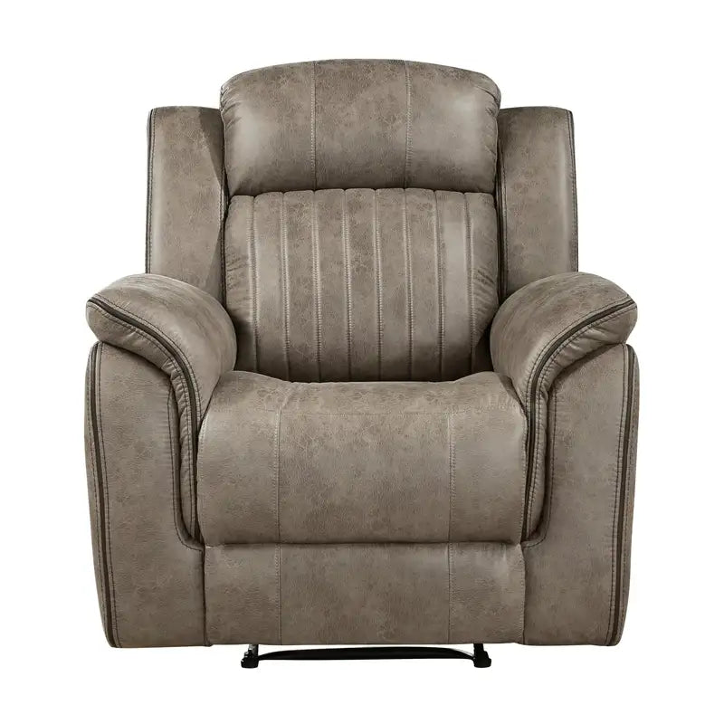 Luxury Sandy Brown Recliner with Plush Pillow Top Arms