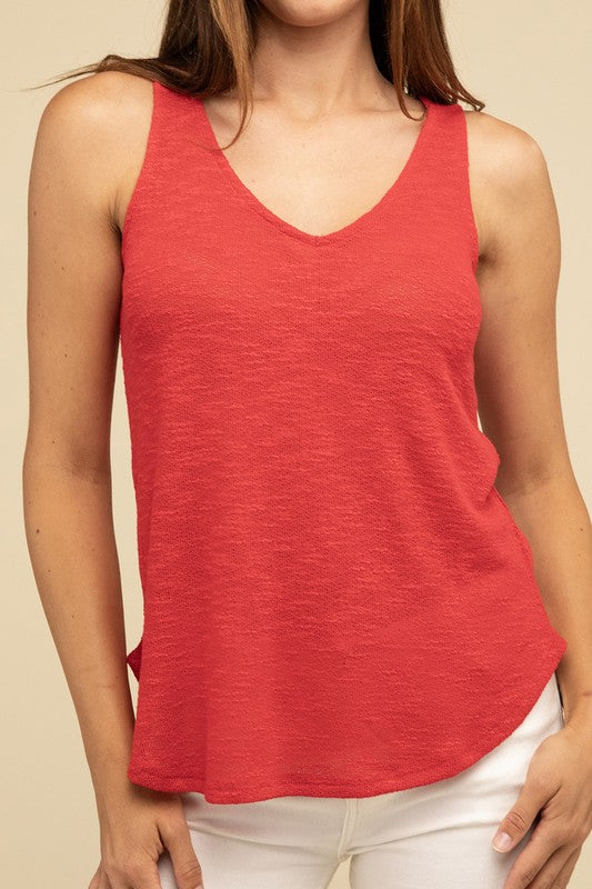 V-Neck Sleeveless Cami Top for Women - Lightweight Casual Tank